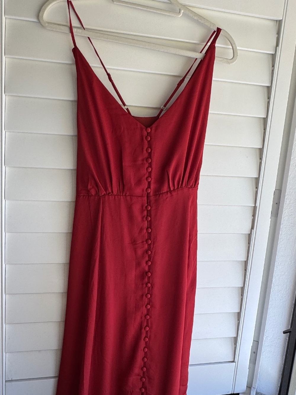 Red Strapless Button-Front Slip Dress